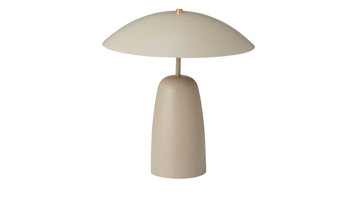 Die Tischleuchte 25 x 38 cm ist eine moderne beigefarbene Lampe mit Eisenfuß und Kuppelschirm, perfekt für eine stilvolle Dekoration.