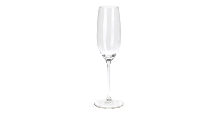 Ein klares Sektglas-Set 4 tlg. 210 ml Sektflöte auf weißem Hintergrund.