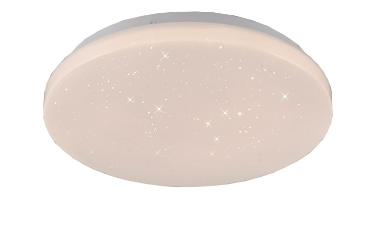 LED-Deckenleuchte Uranus 26 cm, rund, weiß, Kunststoff, mit sternförmigem Glitzereffekt auf der Oberfläche.