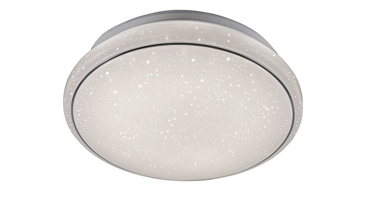 Leuchten Direkt LED-Deckenleuchte Jupiter, weiße runde Kunststoff-Deckenleuchte mit Sternenmuster und inkl. Leuchtmittel.