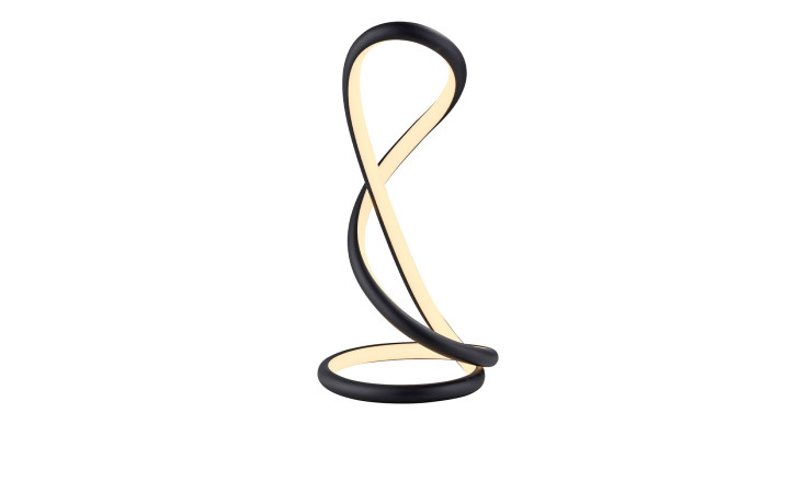 Die Paul Neuhaus LED-Tischleuchte Twist 42 cm ist eine moderne schwarz-goldene Schlaufenleuchte mit skulpturalem Band-Design.
