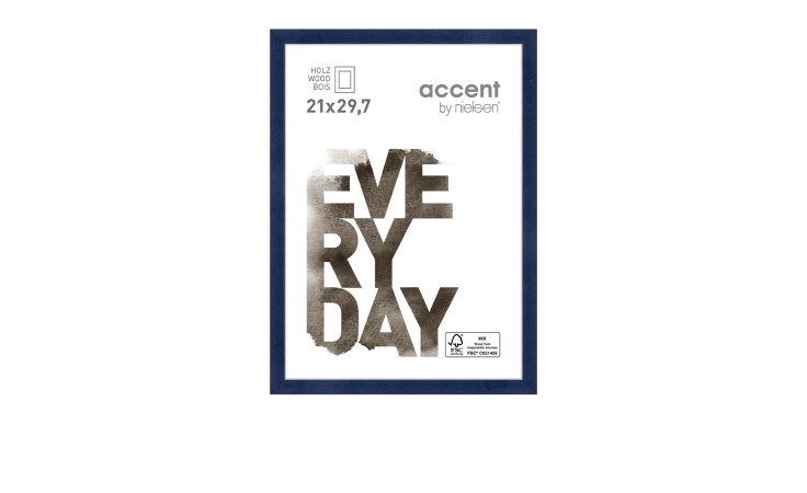 Holz-Bilderrahmen Zoom 21 x 29,7 cm in dunkelblau.