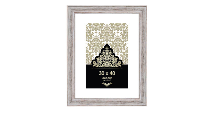 Bilderrahmen Vintage 30 x 40 cm in weiß / braun mit einem Holzrahmen und transparentem Glas.