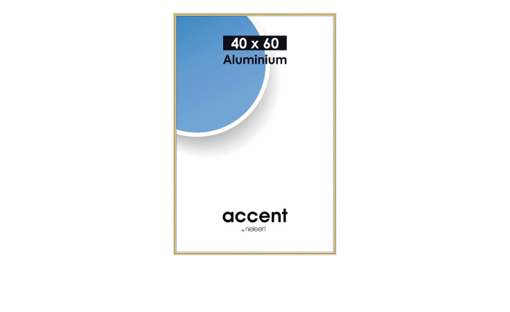 Bilderrahmen Accent 40 x 60 cm mit einem goldenen Aluminiumrahmen und transparentem Glas.