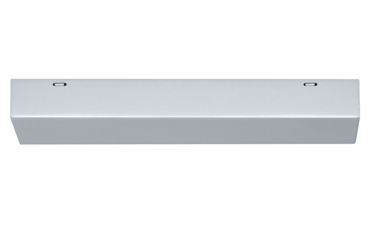 Silberfarbene Stromeinspeisung URail 20,5 cm mit zwei kleinen rechteckigen Vertiefungen oben, frontal gezeigt.