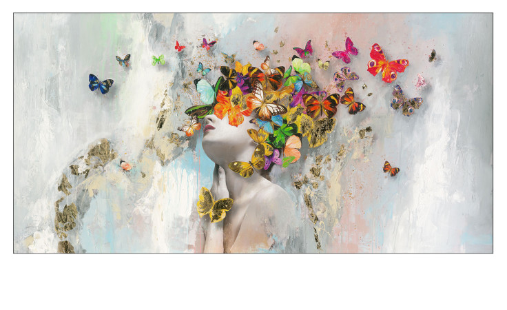 Handpainting Butterfly Face 90 x 180 cm, Frau mit Schmetterlingen