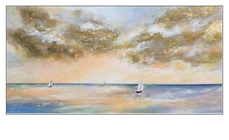 Handpainting Silence is Golden 60 x 120 cm, Meerlandchaft