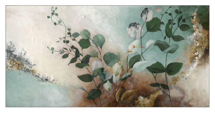 Handpainting 60 x 120 cm mit Blättern