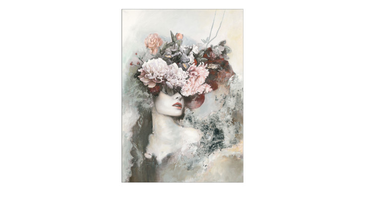 Handpainting 70 x 100 cm, Frau mit Blumen