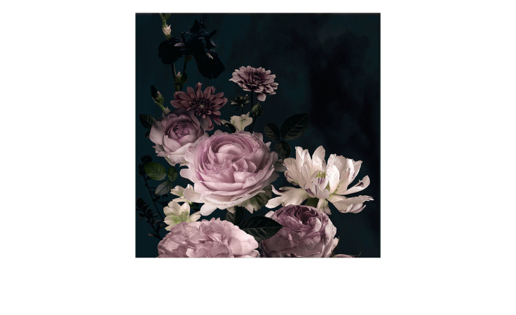 Glasbild Baroque Flowers 30 x 30 cm. Glasbild mit dem Thema - Blumen.