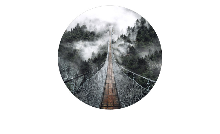 Glasbild Suspension Bridge mit 20 cm Durchmesser. Glasbild mit dem Thema - Brücke.