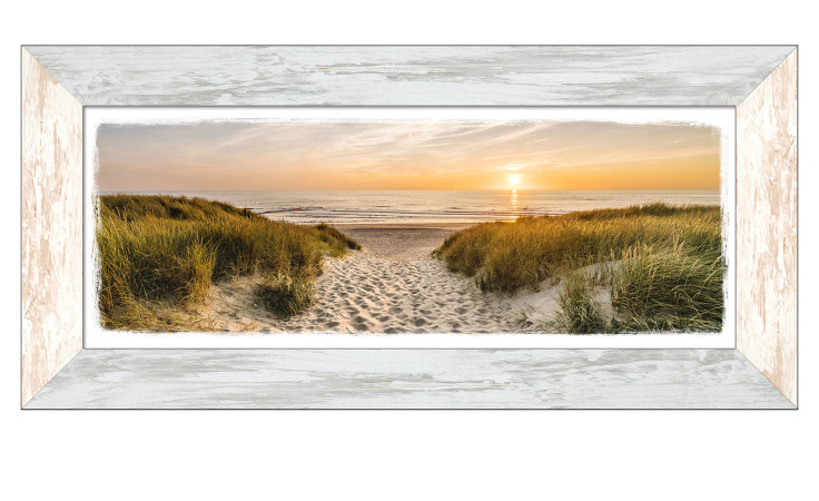 Framed-Art Weg zum Strand 44 x 94 cm. Rahmenbild mit dem Thema - Strand.