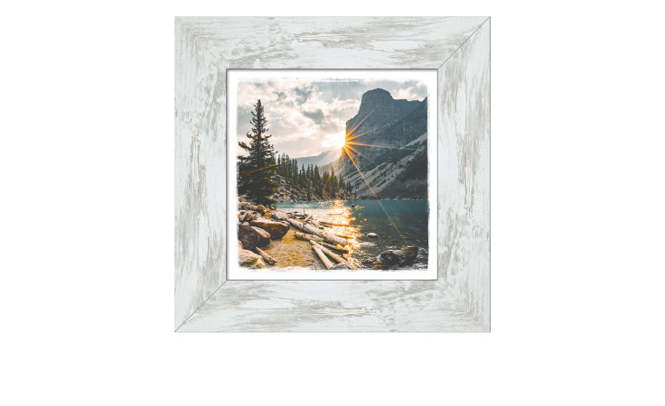 Rahmenbild Sonne am Bergsee 44 x 44 cm. Rahmenbild mit dem Thema - Bergsee.