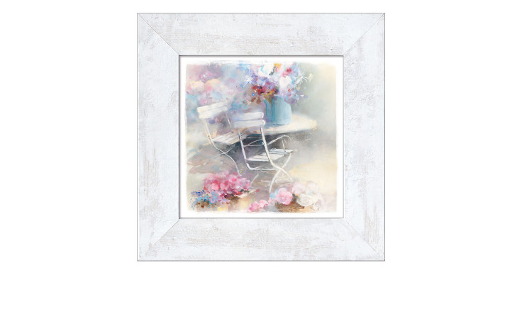 Framed-Art Sweet Home 44 x 44 cm. Rahmenbild mit dem Thema - Tisch mit Blumen.