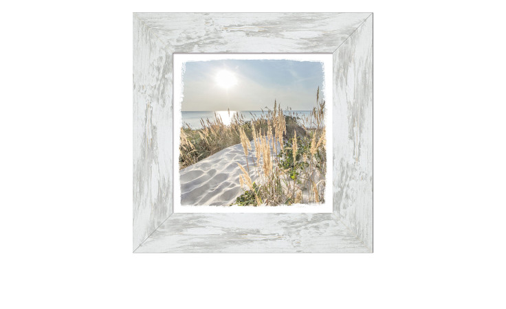 Framed-Art Look to the Horizon 44 x 44 cm. Rahmenbild mit dem Thema - Strand und Meer.