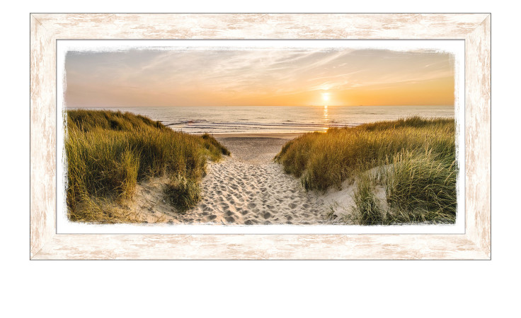 Framed-Art Weg zum Strand 69 x 129 cm. Rahmenbild mit dem Thema - Strand und Meer.