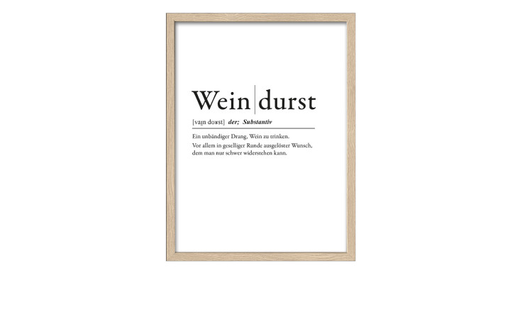 Das Pro-Art Rahmenbild Weindurst 33 x 43 cm zeigt einen lustigen Auflösungsdruck in einem Rahmen in Holzoptik mit Glasfront.