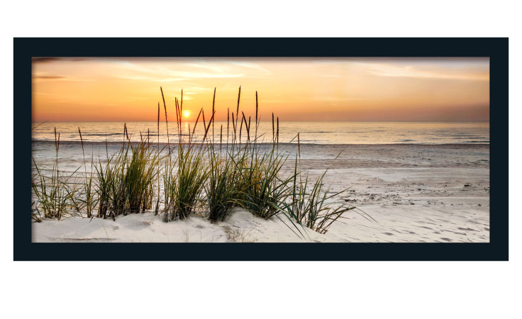 Einsame Düne 60x130 cm von Pro-Art: Buntes Dünengras bei Sonnenaufgang im schwarzen Holzrahmen.