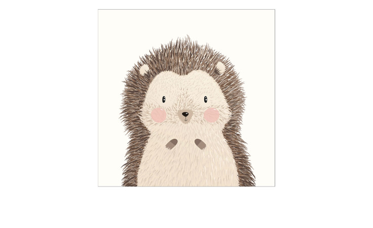 Pro-Art Leinwandbild Little Hedgehog 30x30 cm: Niedlicher Igel mit rosigen Wangen auf hellem Hintergrund.