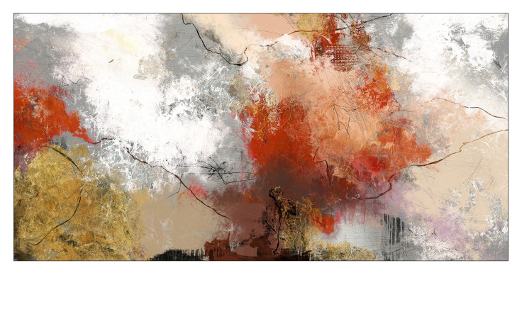 Pro-Art Alubild Abstraktes Experiment 50 x 100 cm, mit kräftigen mehrfarbigen Tönen und strukturierten Pinselstrichen auf Metall.