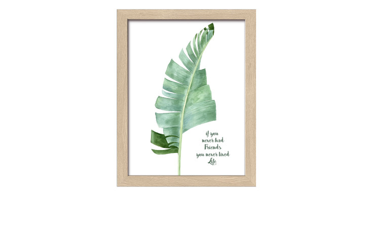 Pro-Art Rahmenbild Green Plant Leaf II 24x19cm mit Zitat: Wenn man keine Freunde hat, hat man das Leben nicht gelebt.