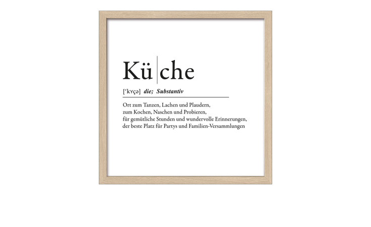 Das Pro-Art Rahmenbild Küche 33 x 33 cm ist ein gerahmter Druck mit "Küche" und seiner Definition, perfekt für Küchen.