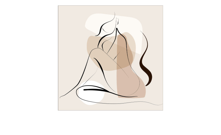 Minimalistisches Leinwandbild Line Art Woman 30x30 cm von Pro-Art-moderne Wanddekoration in Beige und Weiß.