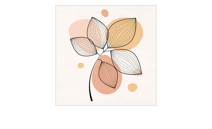 Pro-Art Glasbild Line Art Leaves 20x20 cm ist ein minimalistisches fünfblättriges Kunstwerk mit farbigen Akzenten und abstrakten Formen.