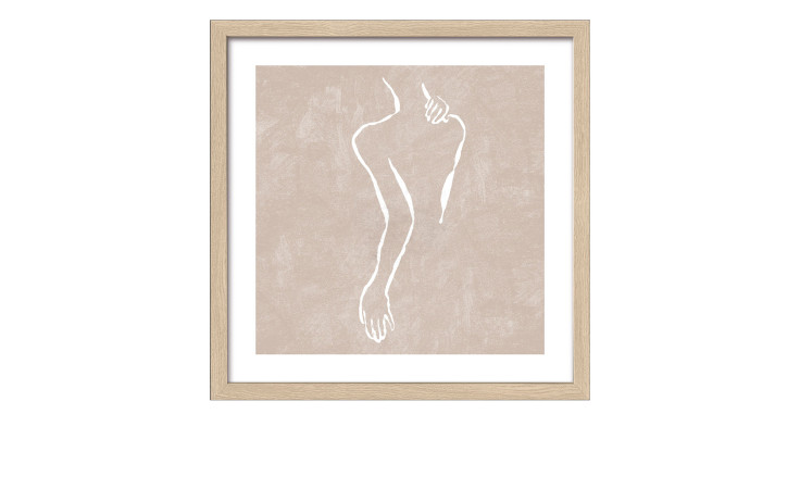 Das Pro-Art Rahmenbild Line Drawing Act III (32,5x32,5cm) zeigt minimalistische Armkunst auf Beige, gerahmt in hellem MDF-Holz.