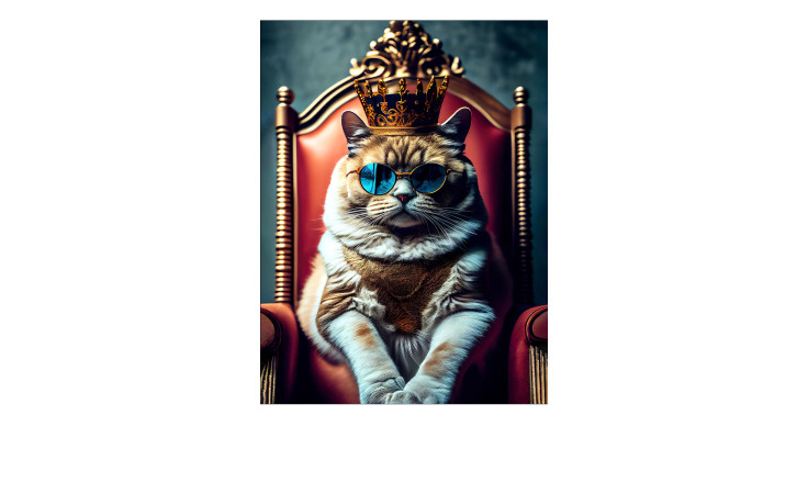 Leinwandbild The Cat Is The King 57x77 cm von Pro-Art: stylische, mehrfarbige Wanddeko auf MDF für Katzenfans.