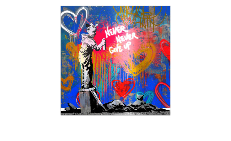 Das Alubild Let It Be 50 x 50 cm von Pro-Art ist ein farbenfrohes Wandbild, perfekt als lebendige Wanddekoration mit Herzmotiven.