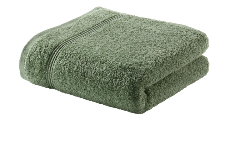 Ross Handtuch 50 x 100 cm in montiert grün, strukturiert mit einem dekorativen Streifen, abgebildet auf einem weißen Hintergrund.