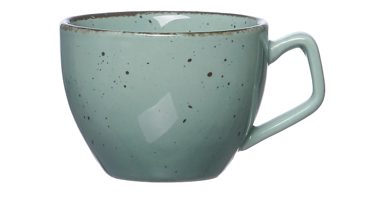 Die Ritzenhoff & Breker Espressotasse Casa 80 ml ist eine hellgrün gesprenkelte Porzellantasse mit Henkel.