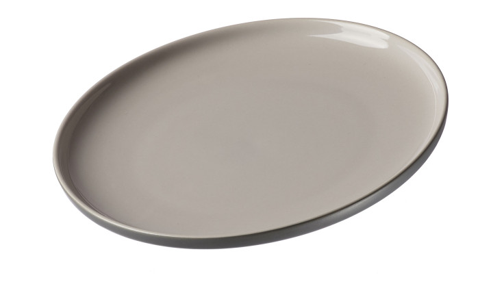 Der Ritzenhoff & Breker Dessertteller Jasper 19 cm ist ein runder, hellgrauer Steinzeugteller auf weißem Grund.