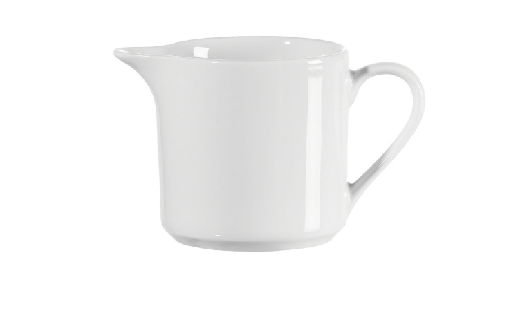 Ritzenhoff Gießer Bianco Porzellankanne mit Henkel und Ausgießer, abgebildet auf weißem Grund.