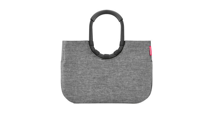Graue Reisenthel Einkaufstasche Loopshopper L mit Aluminiumgriff, abgebildet auf weißem Hintergrund.