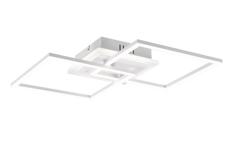 Reality LED-Deckenleuchte Venida 57,5 cm mit zwei weißen LED-Rahmen, Metallfuß, und Leuchtmittel inklusive.