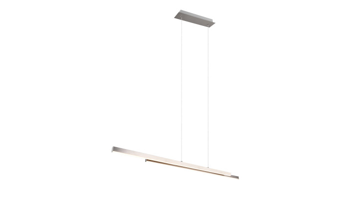 LED-Pendelleuchte Odio 110 cm in silberfarbenem Metall, schlankes Rechteck, 2 Kabel, Leuchtmittel inklusive.
