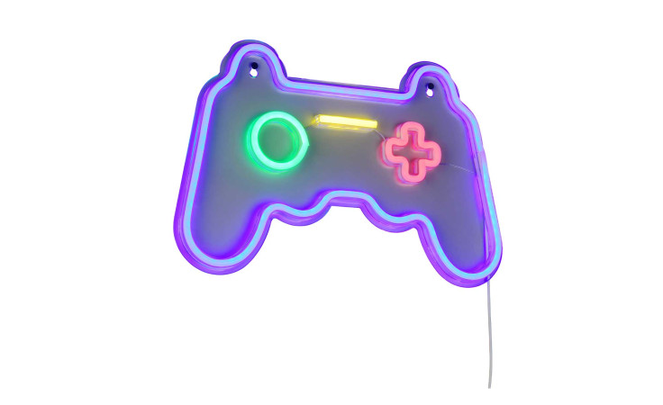 Reality LED-Wandleuchte Gamer: Neon-Wandleuchte in Videospiel-Controller-Form, Leuchtmittel inklusive.