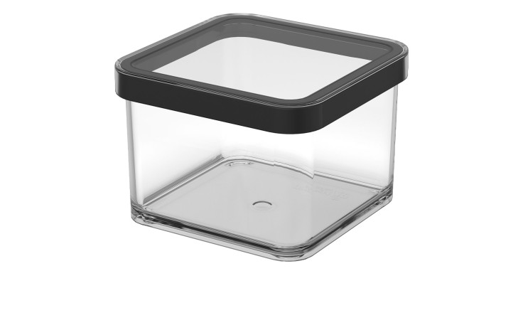 Premium Dose Loft 500 ml aus transparentem Kunststoff mit schwarzen Absetzungen.