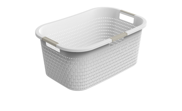 Wäschekorb Country 40 l aus weißem Kunststoff.