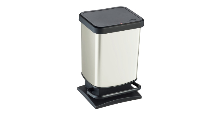 Treteimer Paso 20 l aus weißem und schwarzem Kunststoff.