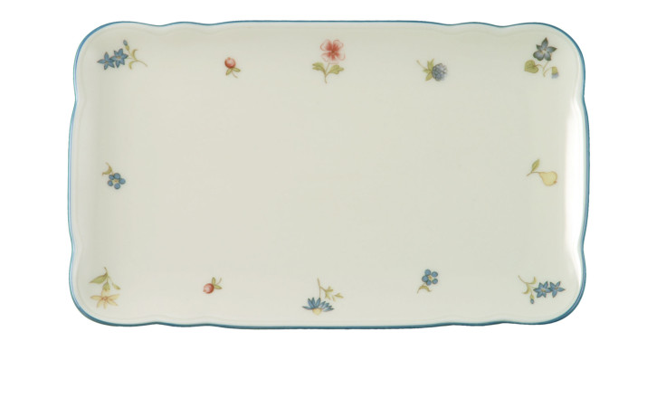Butterplatte Marieluise 20 x 12,5 cm aus Porzellan mit floralem Motiv.