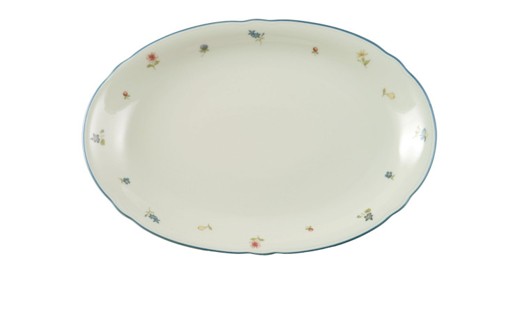 Servieplatte Marieluise 21 x 31 cm aus Porzellan mit floralem Motiv.