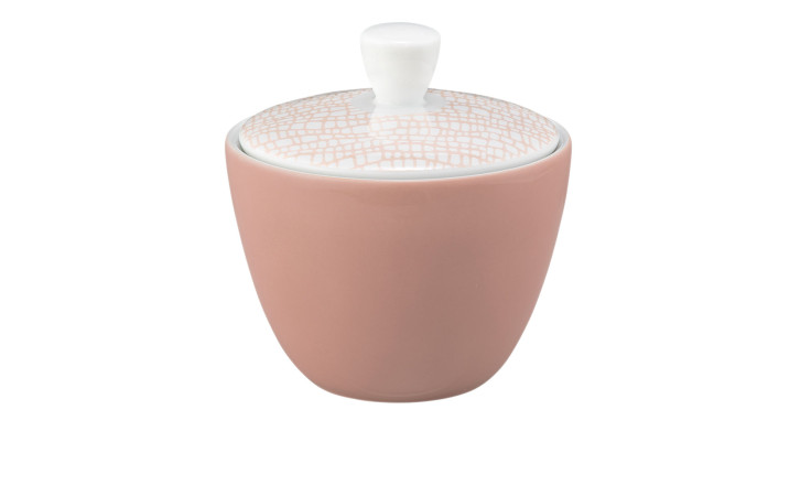 Zuckerdose Life 260 ml aus Porzellan in rosa und weiß.