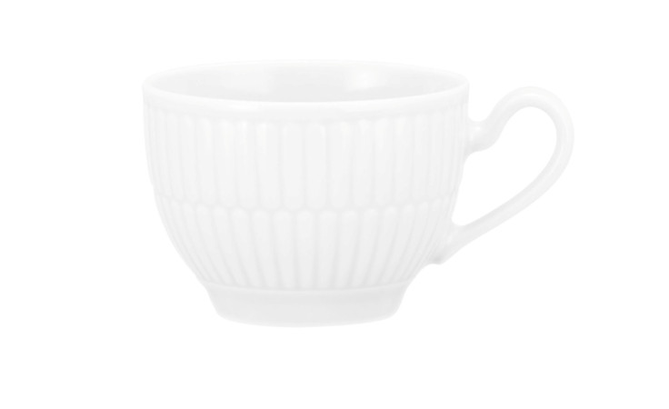 Seltmann Espressoobertasse Amina 100 ml mit gerippter Textur und Henkel, ideal für Dekorationen, auf weißem Hintergrund.