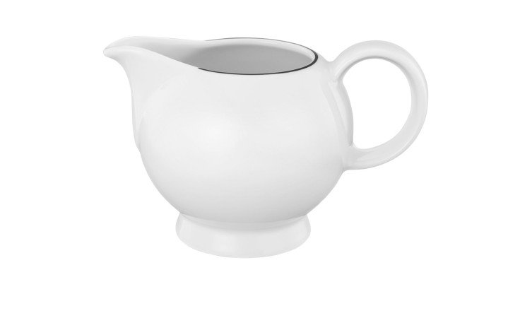 Milchkännchen Lido 230 ml aus weißem Porzellan mit schwarzen Akzent.