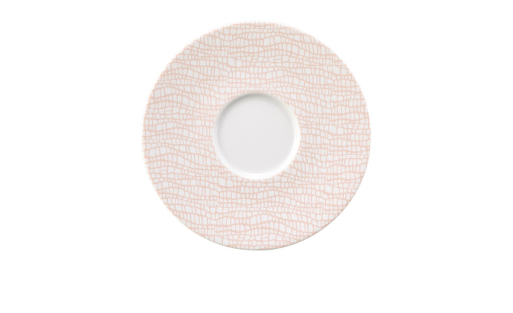 Untertasse Life 16,4 cm aus Porzellan in weiß und rosa.