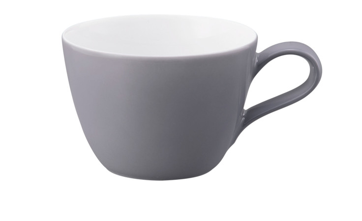 Kaffeetasse Life 240 ml aus Porzellan in grau und weiß.
