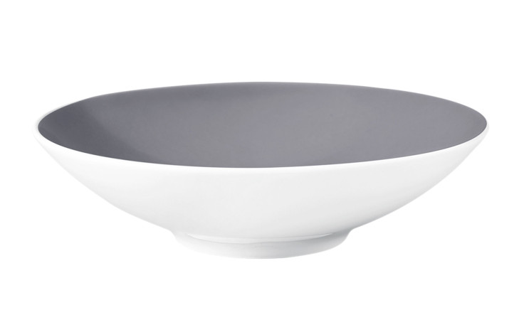 Suppenteller Life 20 cm aus Porzellan in weiß und grau.
